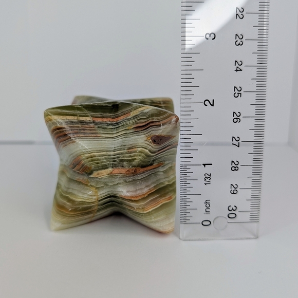 Large Green Onyx Natural Merkaba Crystal Carving - Picture 3 of 3